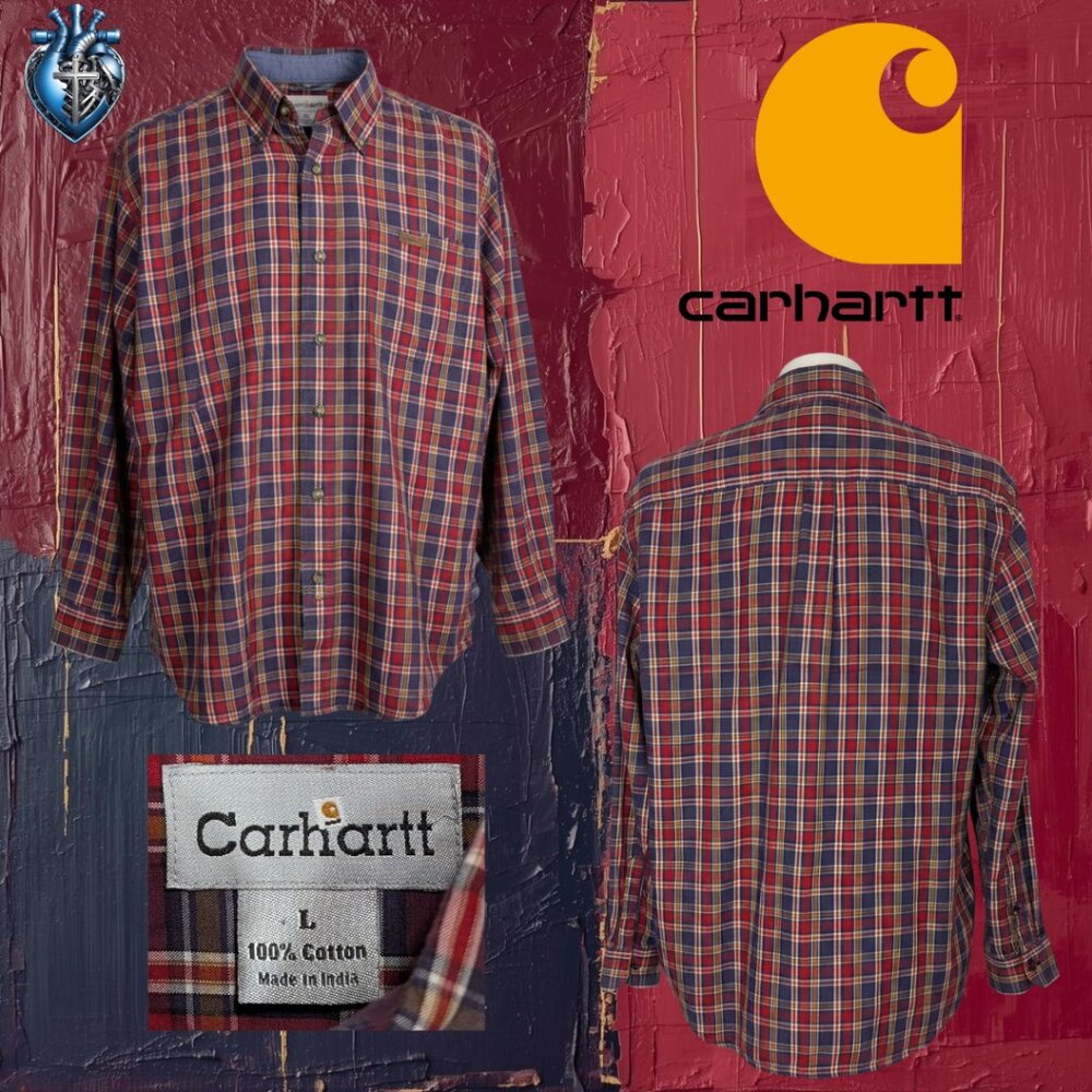Carhartt Plaid Button-Down Shirt Men’s L | Long Sleeve | 100% Cotton | Fall 2008